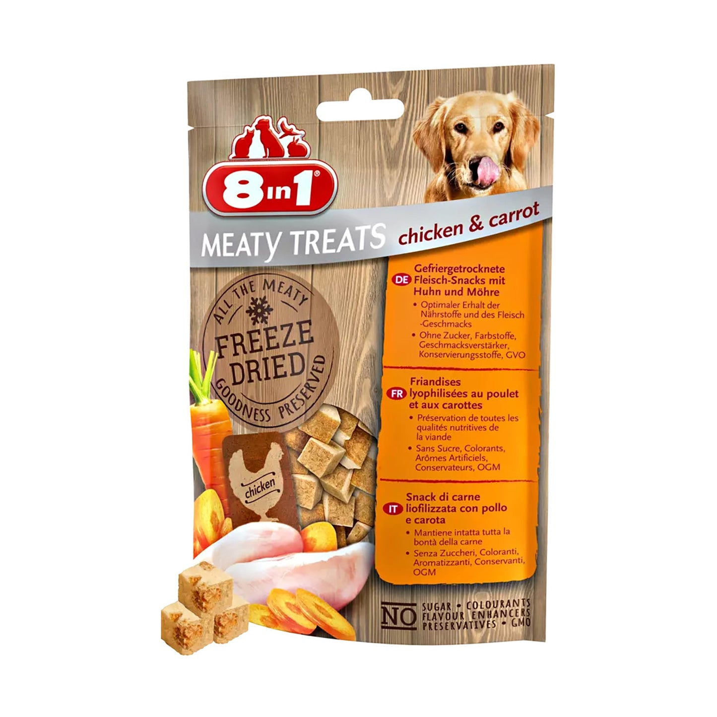 8in1 Meaty Treats Freeze Dried meaty snacks with chicken & carrot - Pet Merit Store8in1 Meaty Treats Freeze Dried meaty snacks with chicken & carrot
