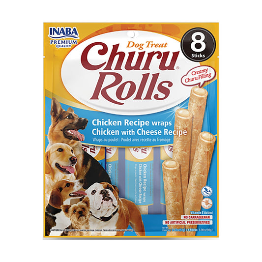 INABA CHURU ROLLS Chicken Recipe wraps Chicken with Cheese Recipe - Pet Merit StoreINABA CHURU ROLLS Chicken Recipe wraps Chicken with Cheese Recipe