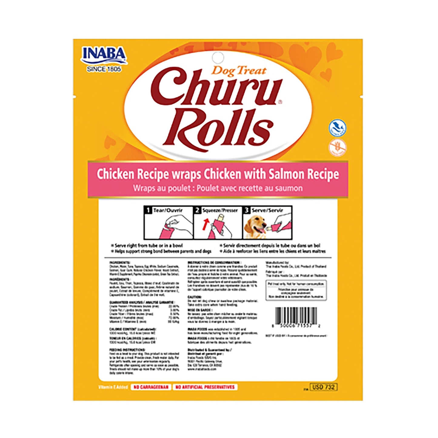 INABA CHURU ROLLS Chicken Recipe wraps Chicken with Salmon Recipe - Pet Merit StoreINABA CHURU ROLLS Chicken Recipe wraps Chicken with Salmon Recipe